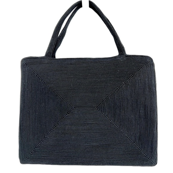 Vintage Black Woven Fabric Evening Bag - Picture 2 of 5